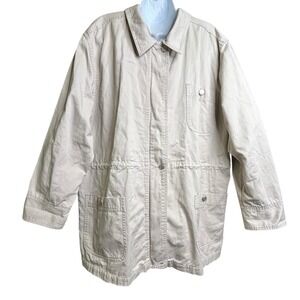 Denim & Co Jeanswear Vintage Cotton Flannel Lined Jacket Women's Size 1X Beige